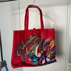 NEW Christian Audigier Red Tote Bag
